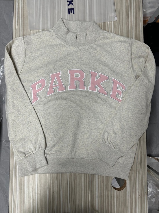 Parke Tops - Parke Pink Letter Heather Grey Mock Neck Sweatshirt